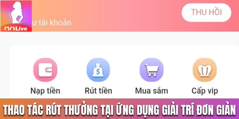 Thao tác rút thưởng tại ứng dụng giải trí đơn giản